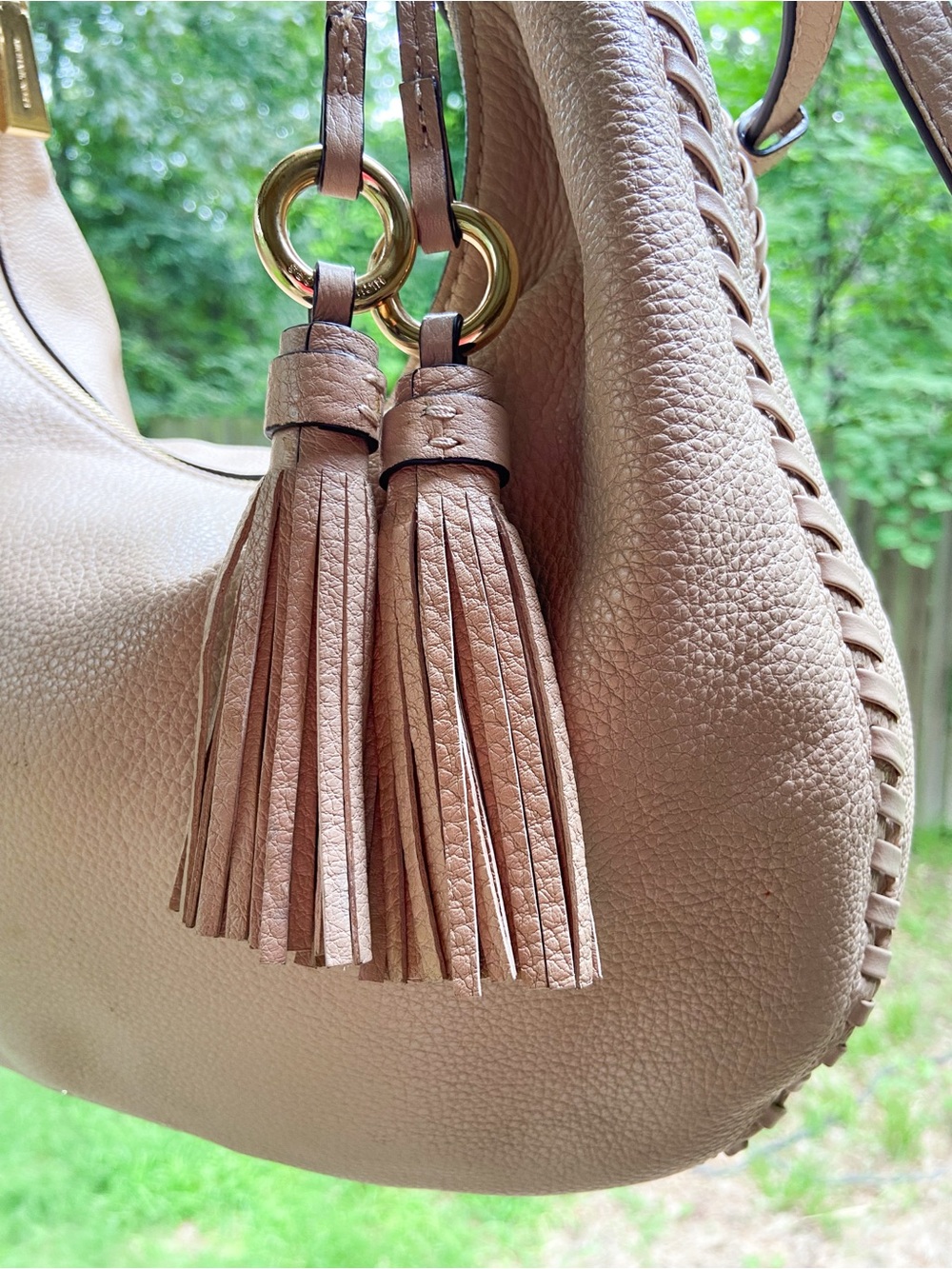 Michael Kors Lauryn Large Hobo Slouchy Bag Pebbled Leather Whipstitch & Tassel - Picture 14 of 15